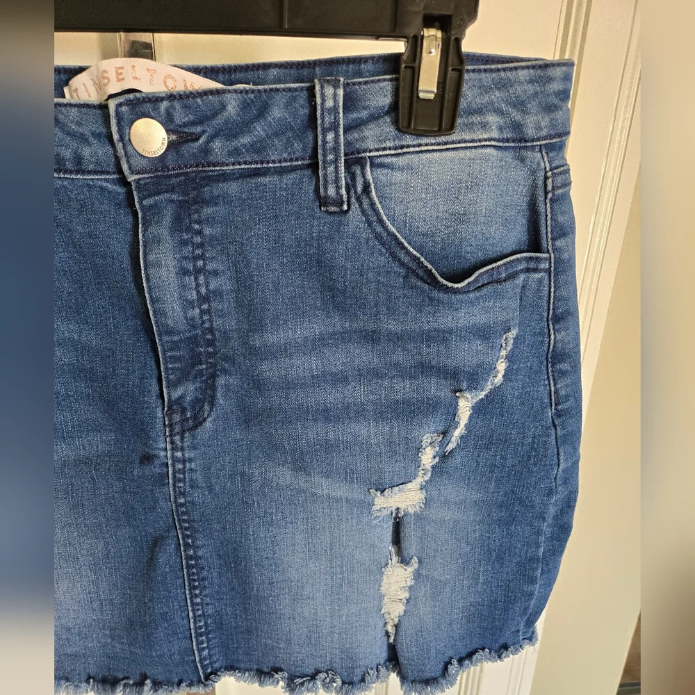 Tinseltown Distressed Denim Skirt sz 13 - Picture 2 of 5